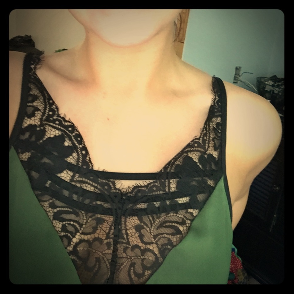 Express green lace top